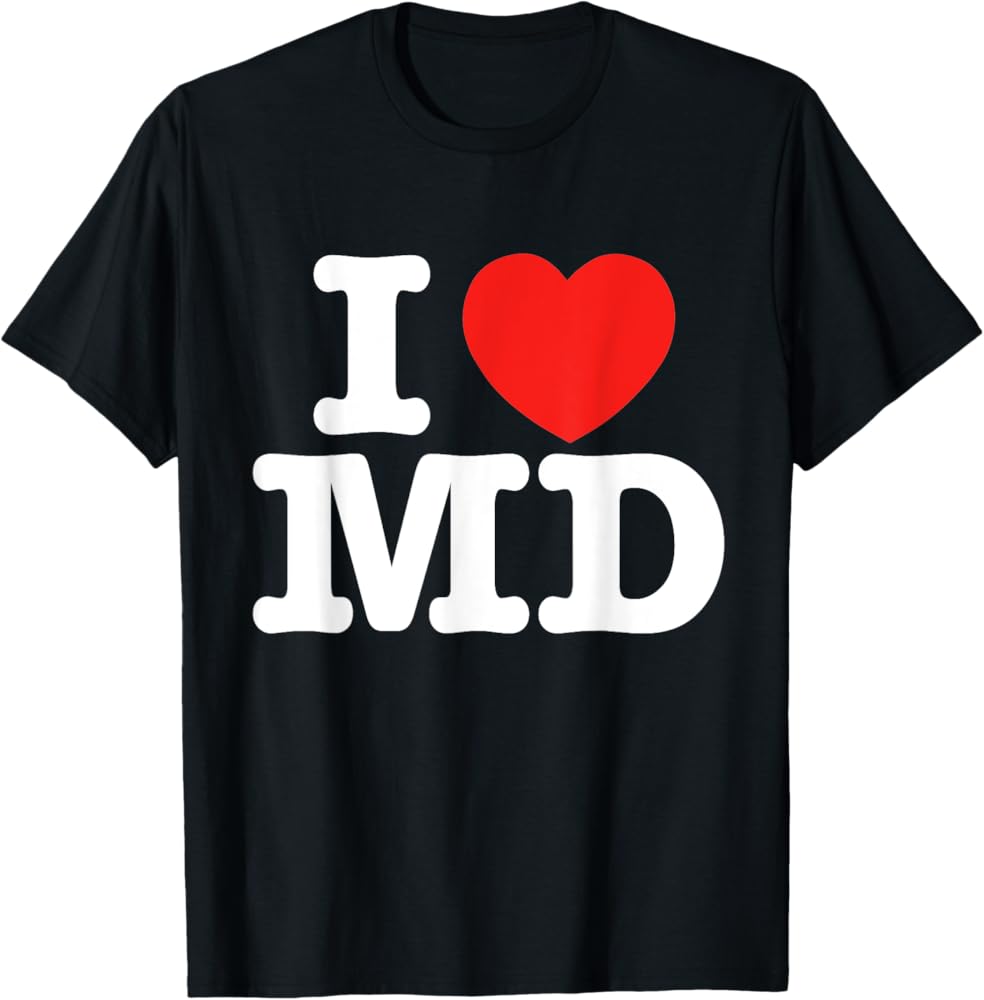 Amazon.com: I Heart Maryland (MD) Love T-Shirt : Clothing, Shoes